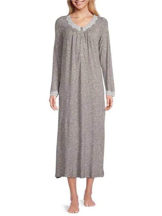 Eileen West Other - Eileen West Gray Dream Sweater Knit Lace Trim Long Ballet Nightgown Small
